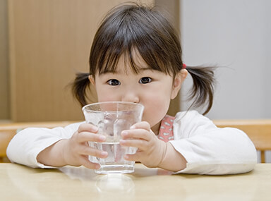 child drinking water